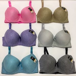 NEW Set Of 6 Bra Heathered Smooth Cup DDD All Sizes